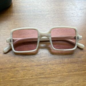 Vintage square sunglasses pink lens frames made in France